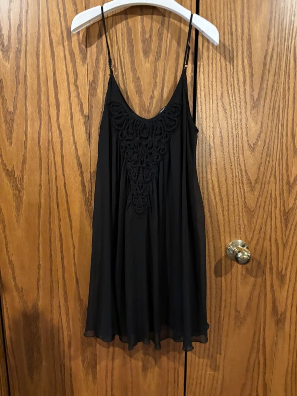 Express Black Mini Shift Dress | Crochet Detail Sleeveless Dress